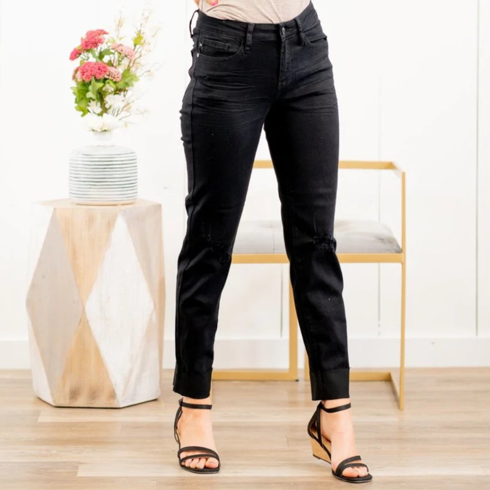 NWT Judy Blue Slim Fit High Rise Black Denim Jeans Size 26 - Picture 1 of 13